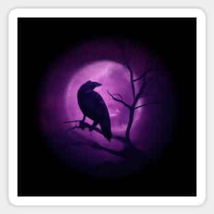 Raven and the full moon Sticker